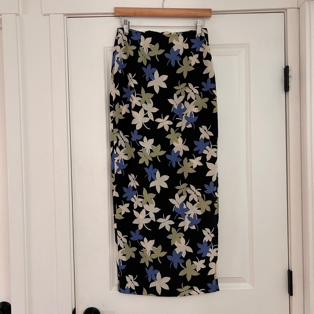Vintage Y2K Floral Grunge Ecru Maxi Skirt‎ Women's 6 Witchy Feminine Cottagecore